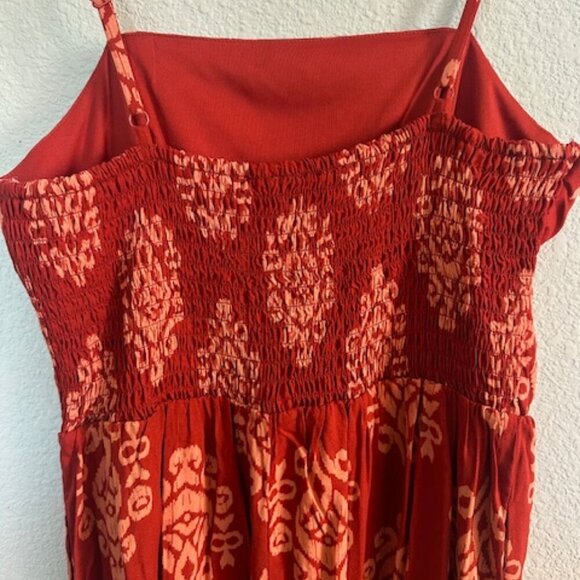 Juniors' As U Wish Brick Coral Square Neck Maxi Dress - Picture 4 of 7